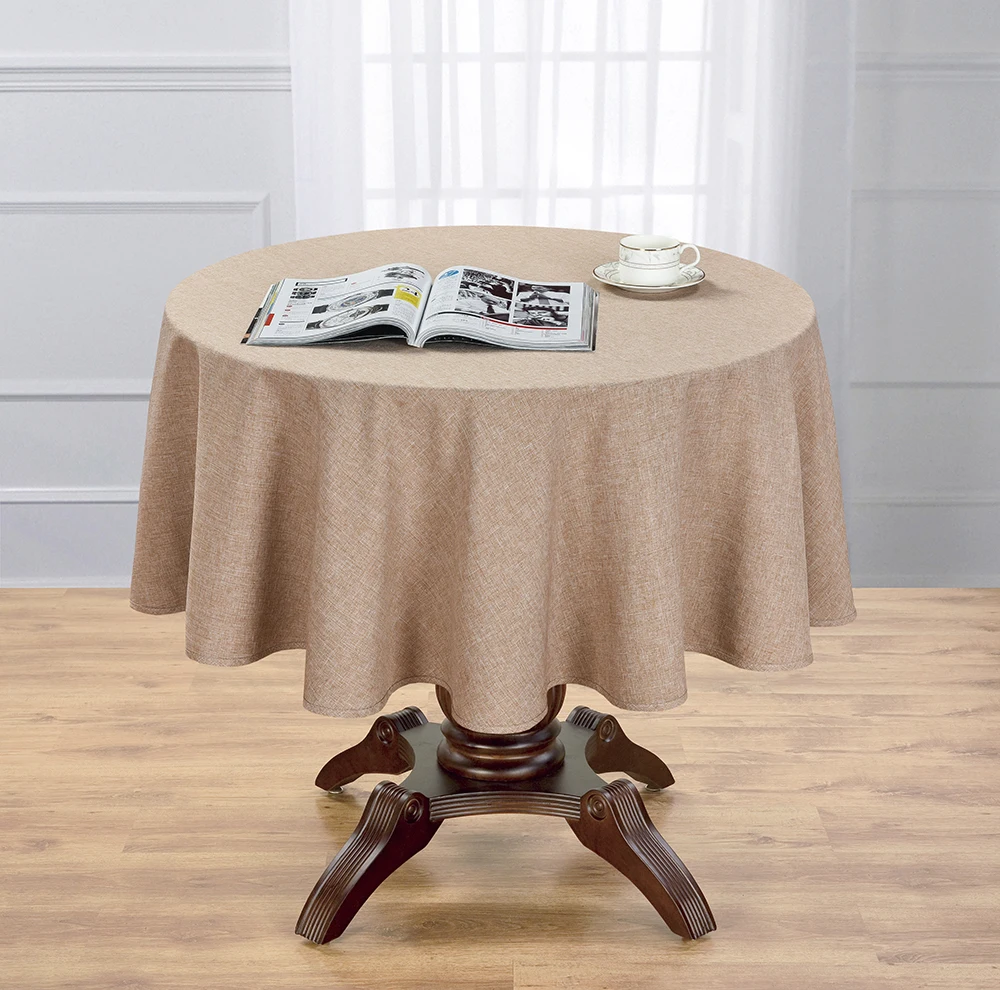 Hot Selling Faux Linen Grey Table Cloths of Round Decor Cloth with Waterproof