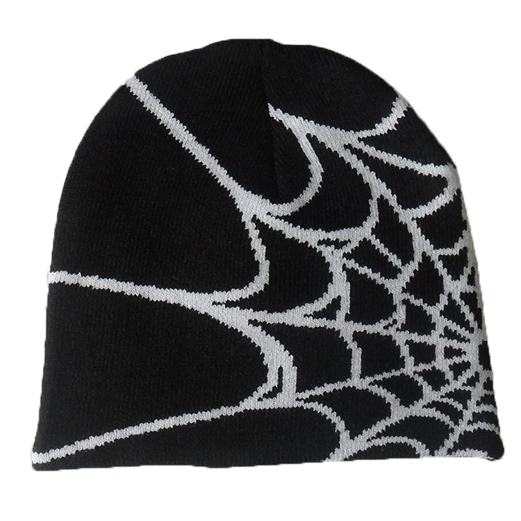 Autumn Winter Knitted Beanie Hats Women Men Halloween Trendy Warm Spider Cobweb Jacquard Beanies Hip Hop Hats Caps Wholesale