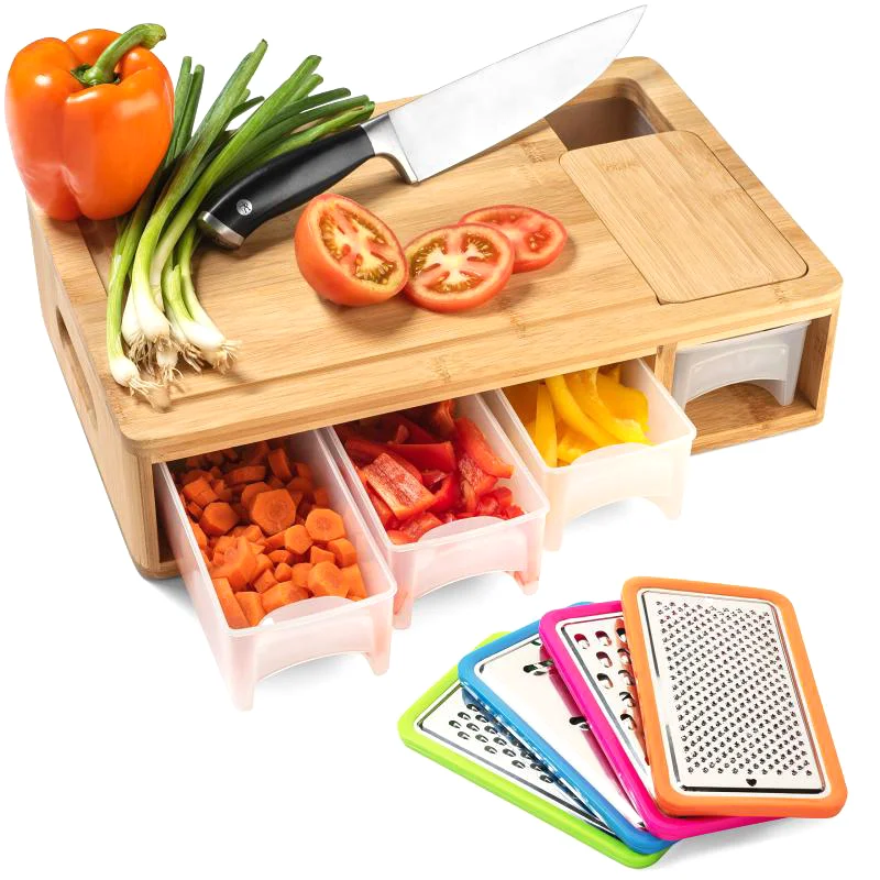 Разделочная доска для кухни, Разделочные Блоки с ящиками, деревянный разделочный блок мясника с 4 ящиками
