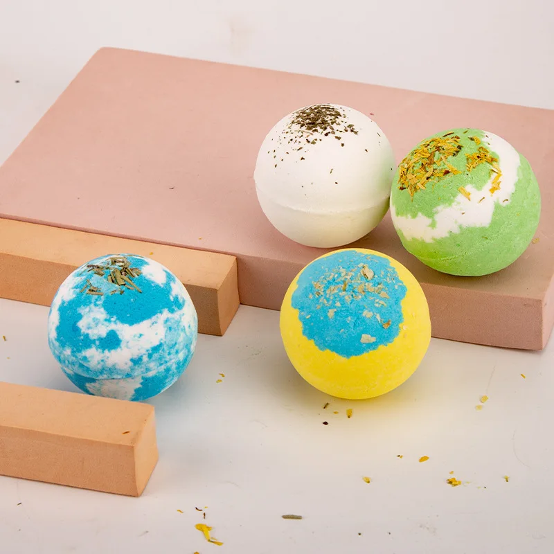 Wholesale private label 100g Supplies bubble bath bomb aromatherapy spa gift set Natural Organic Bath Bombs balls packaging