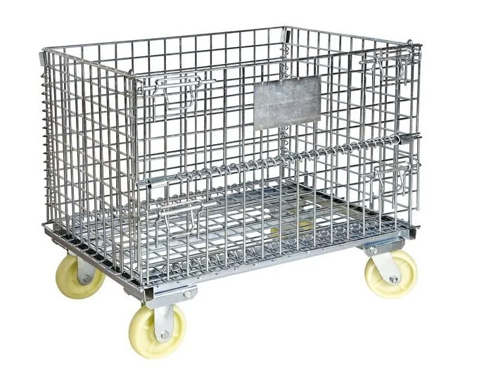 heavy duty stackable and foldable galvanized steel pallet box cage