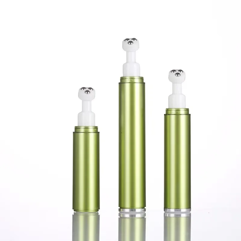 5ml 10ml 15ml  AS Airless Bottle with 3 Metal Ball Massager for Eye cream/  Roller Plastic Roll on Bottle Cosmetic Packaging
