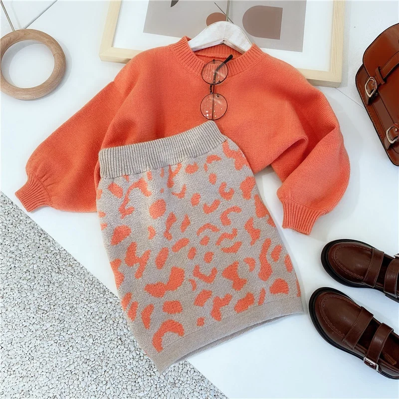 LFQ-198 Baby Girl Clothes Dresses Flower Girls Clothing Set Long Sleeve  Pullover Skirt Fall 2021 Kids Clothing Sets 2 Piece