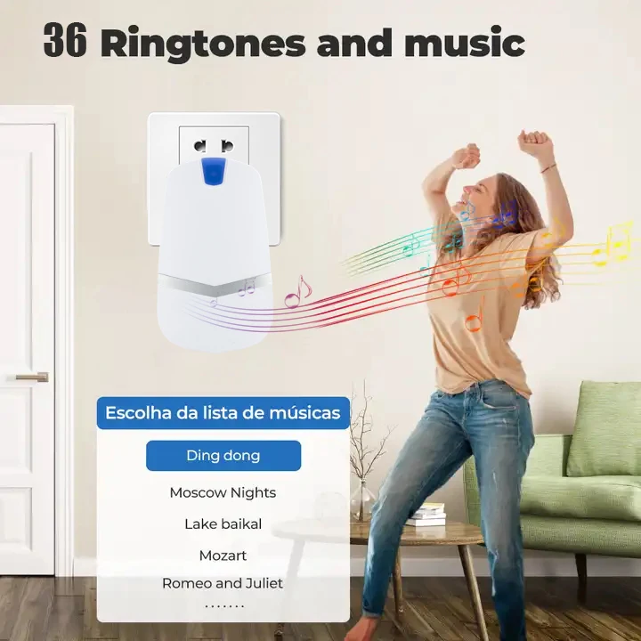 XINHUI SP-9711T(AC)  plug in long rang doorchime door bell home waterproof ring wireless doorbell light selfpowered doorbell