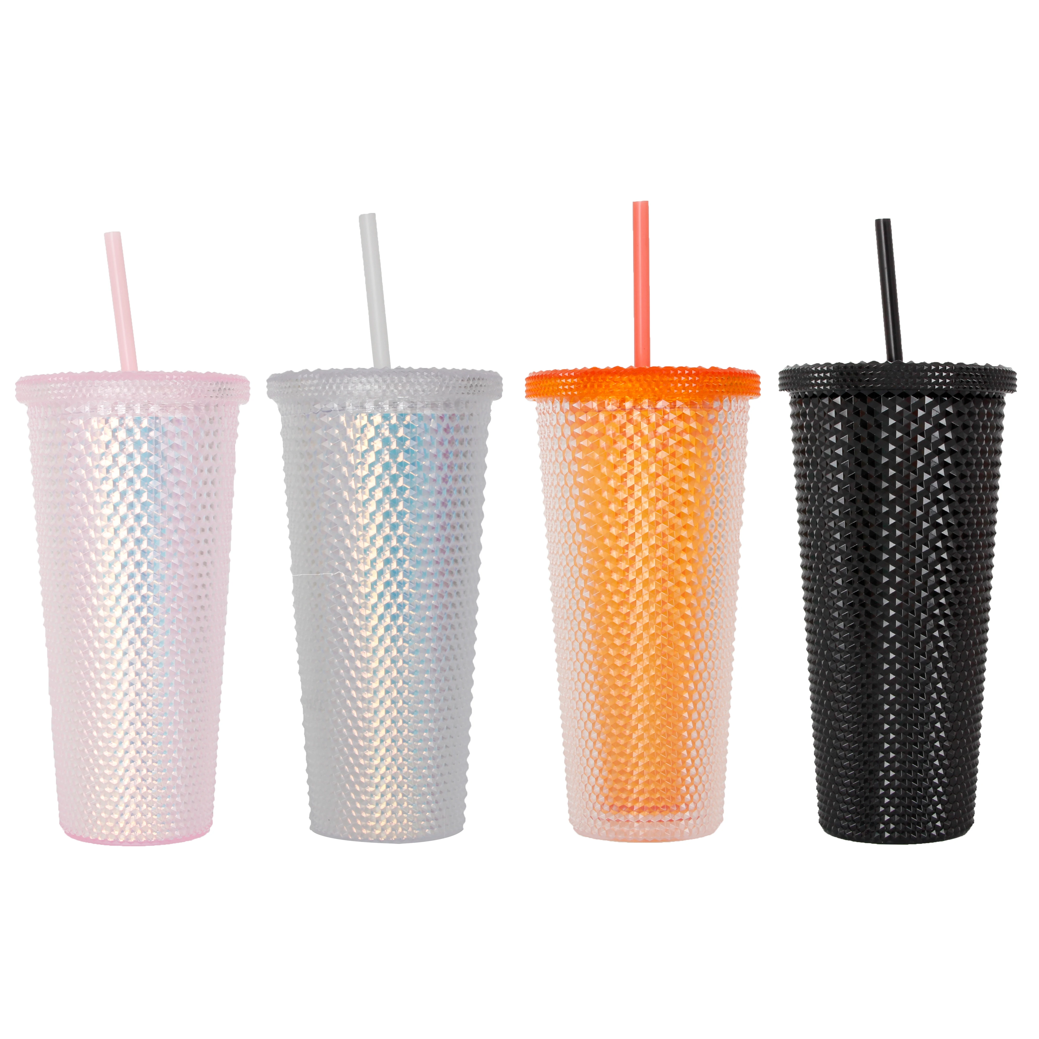 Popular New 22oz Custom Durian Grid Matte Pineapple Plastic Coffee Mug Studded Tumbler Cups with lid in bulk