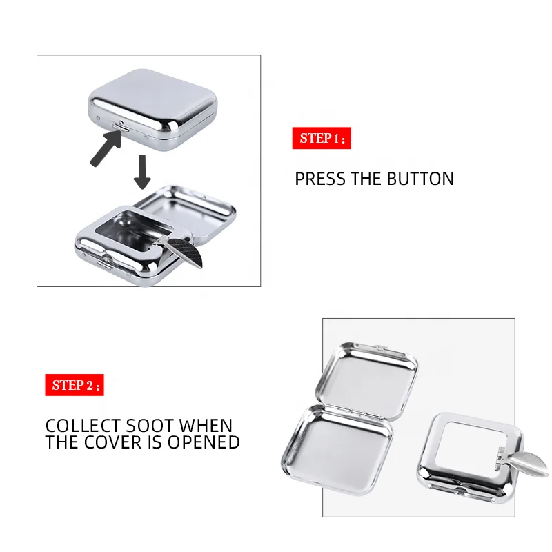 Portable Outdoors Square Cigarette Ashtray Smoking Accessories Car Ashtray Pocket Tin Metal Ashtray for Office and Home