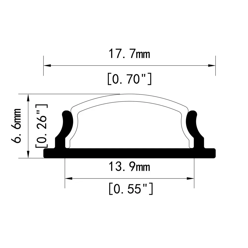 17.7mm * 6.6mm  Bendable LED Aluminium Profile Channel for Flexible LED Strip Profile Light