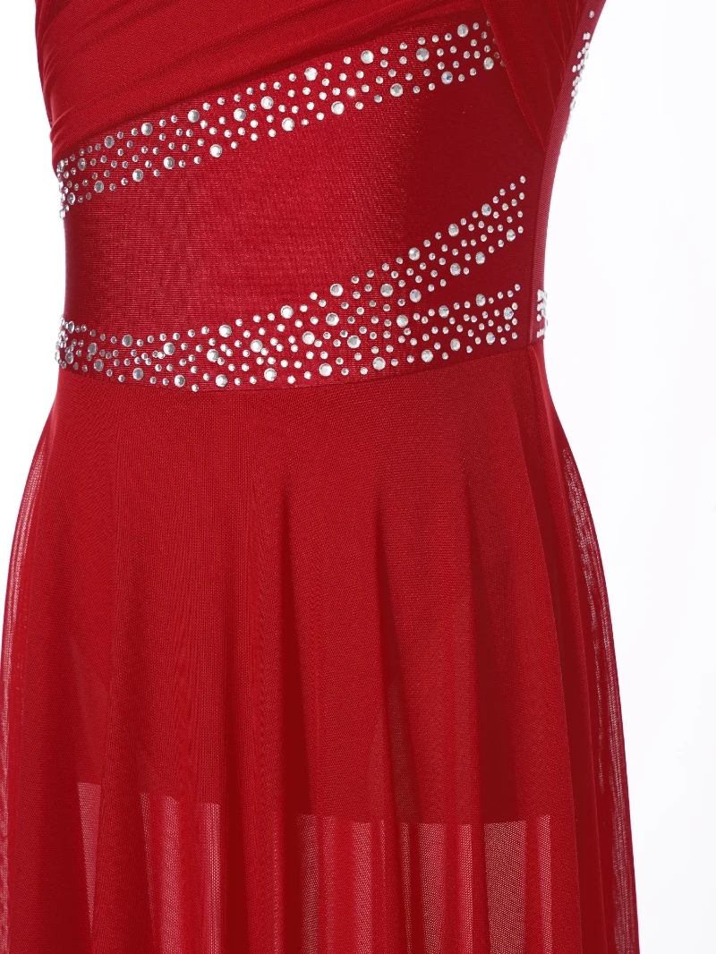 6-16 Children Sequin Dance Costumes Sleeveless Rhinestone Modern Kids Dancewear Girls Lyrical Latin Dance Dress