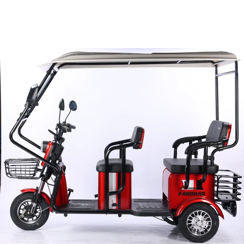 Canopy Electric Tricycle China Electric Vehicle Factory Customized Export 800W60V 72V Electric Tricycle for Adult Passengers