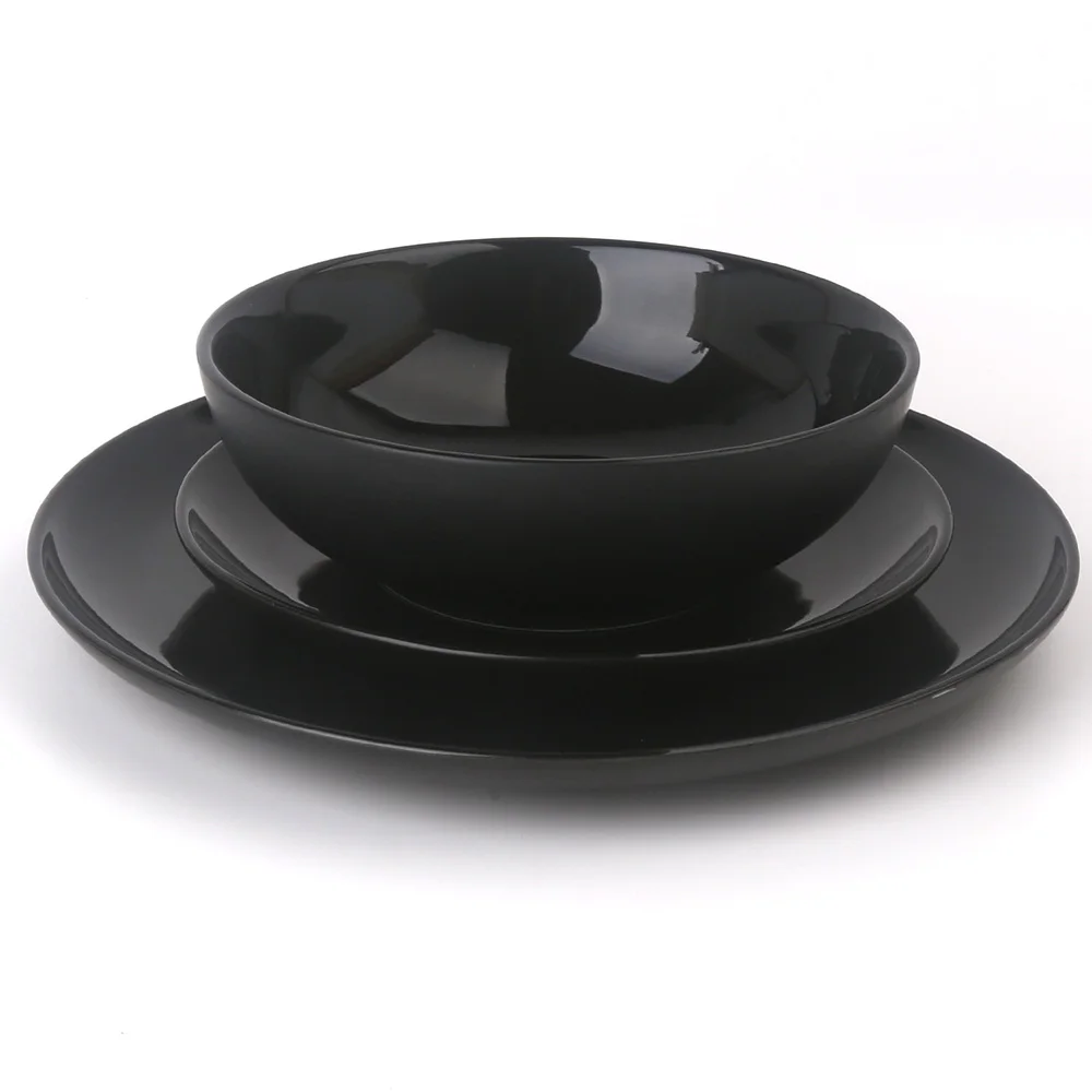 Wholesale 3PCS Black Color Chaozhou Manufacture Ceramic Porcelain Dinnerware Set