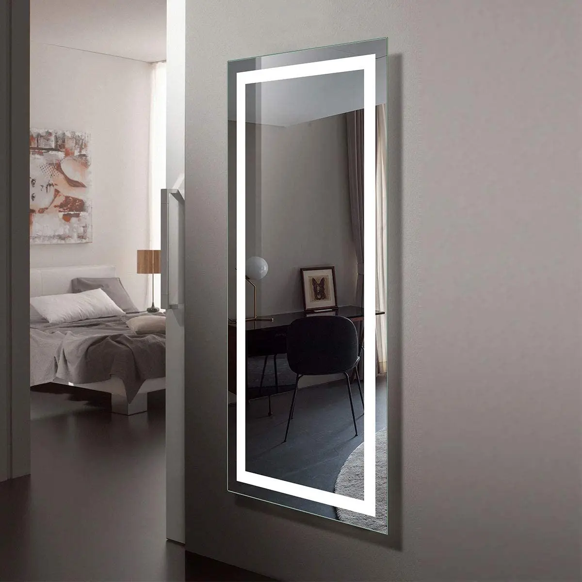 Hotel Wall Mounted Illuminated Smart Led Light Full Length Frameless Framed Lighted LED Dressing Mirror