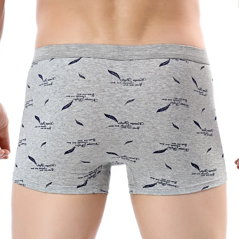 Wholesale 3D Leaves printed Boxer Shorts male panties Breathable Comfortable Cotton Underwear For Men Cheap Boxer Shorts