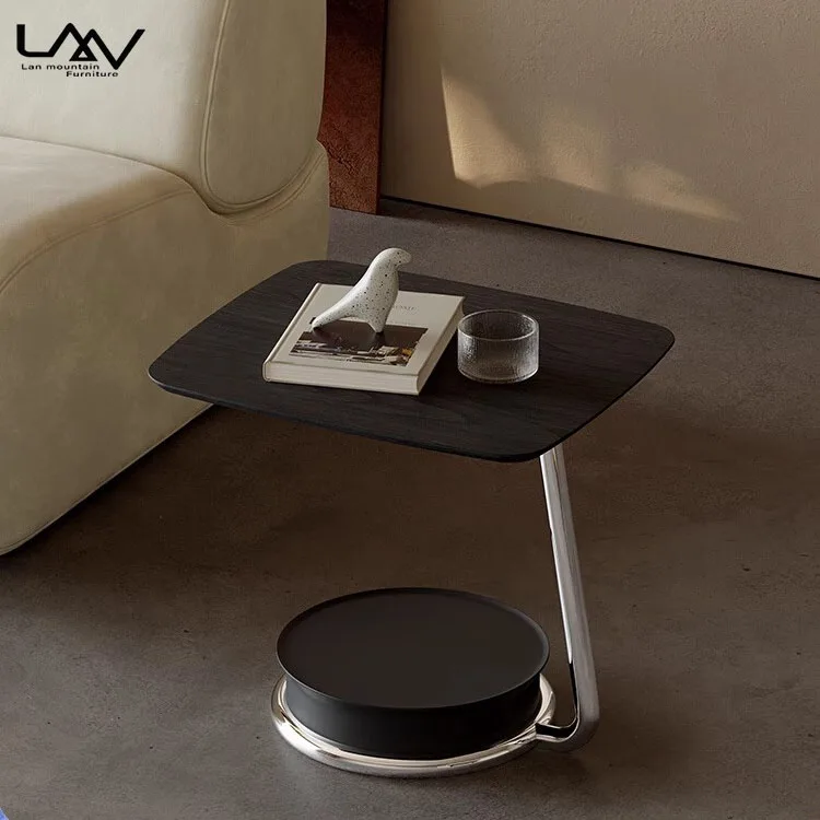 Modern Designer Style Hotel Black Side Table Villa Living Room Leisure Sofa Corner Table Furniture