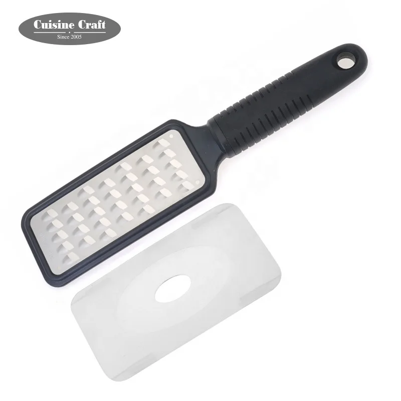 High quality stainless steel manual citrus lemon zester flat cheese grater with non-slip grip handle