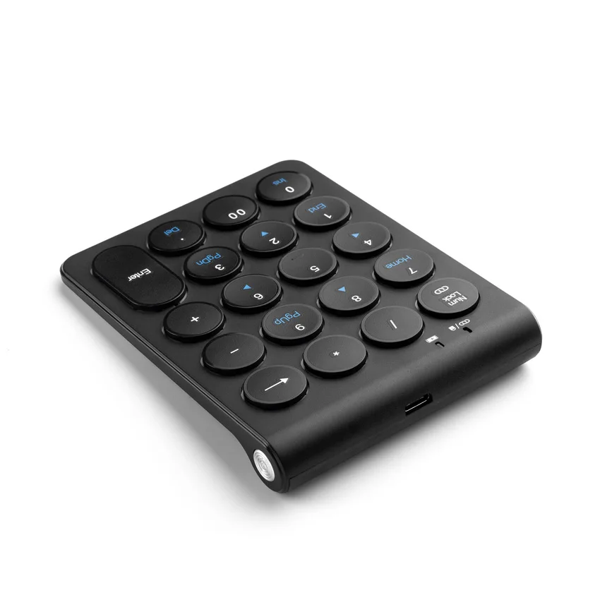 High Quality 19 Keys Mini Rechargeable BT Wireless Numeric Keypad Round Keycap Keyboard for Financial Accounting