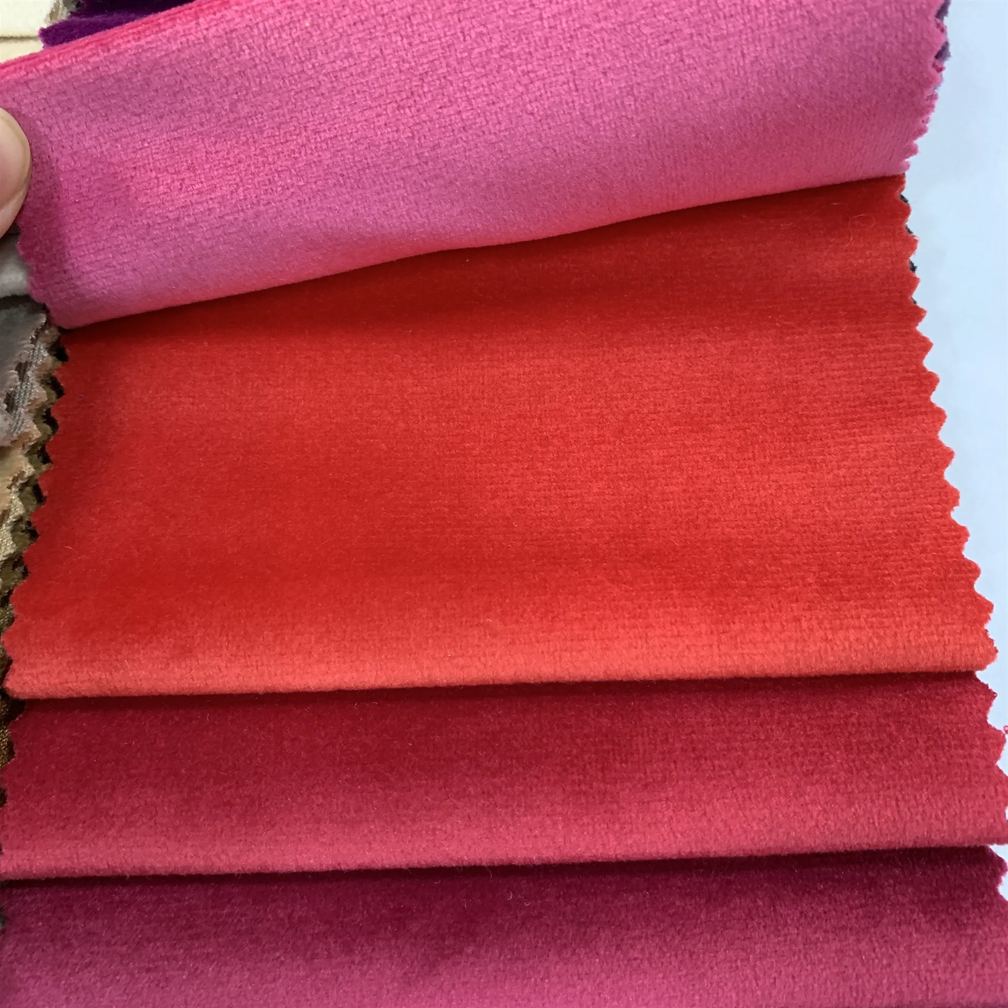 Wholesale 150cm wide polyester not stretch velvet stock fabric for sofa