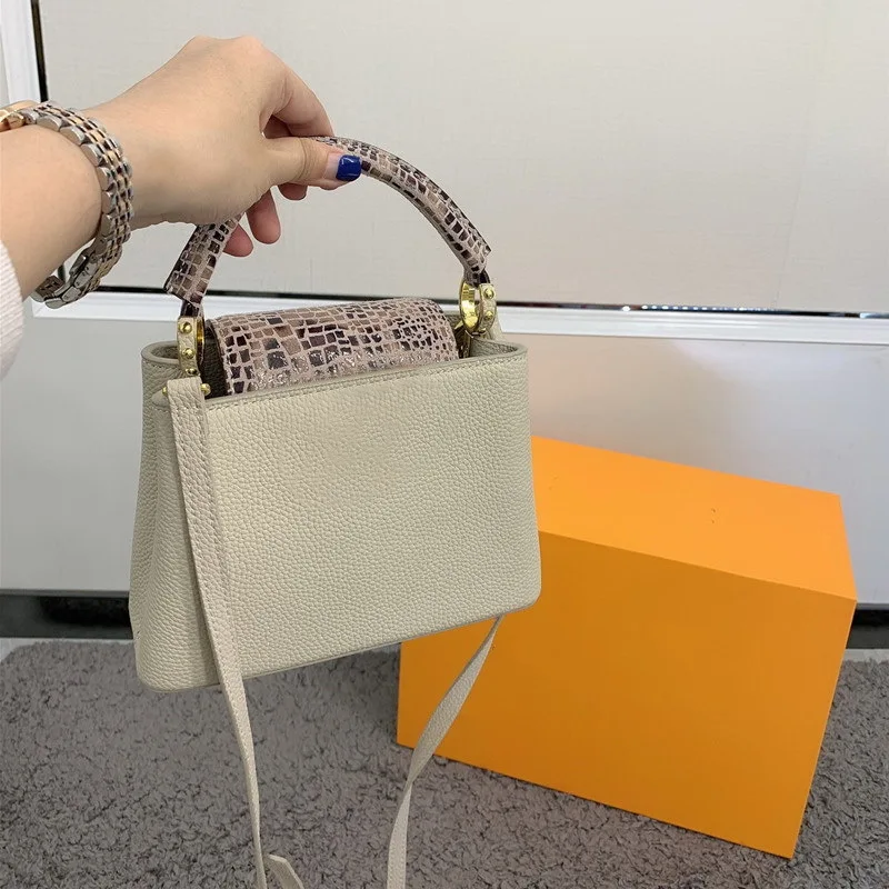 Garment & Processing Accessories Snakegrain Capucines Tote Shoulder Shopping Bags Golden Lock Purse Women Fashion Crossbody Mes