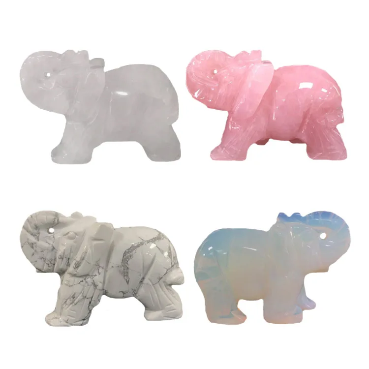 Factory Wholesale Turquoise Quartz Elephant Crystal statue Animal Gemstone Figurines