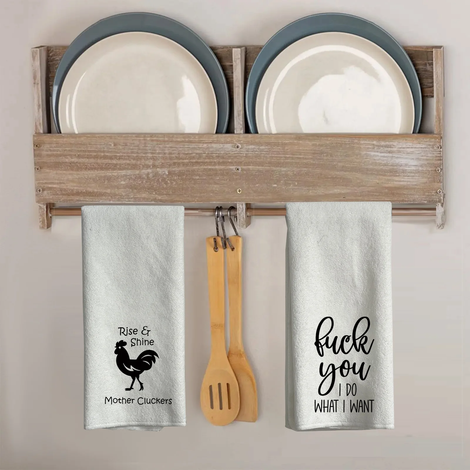 Set of 4 Thickness Chicken White Absorbent Kitchen Towels Cloths for Coffee Tea