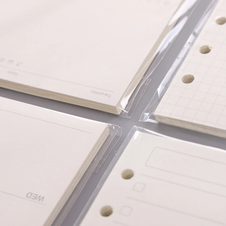 Wholesale Loose Leaf A5 A6 Refill Inner Paper 45 Sheet Spiral Notebook 6 Ring Binder Inside Pages Planner