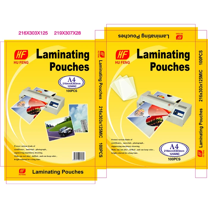 
A4 A3 80MIC 125MIC SIZE F4 225mm*x340mm*x100mic LAMINATING POUCH FILM LAMINATION POUCHES LAMINATE SHEETS FILM FROM CHINA 