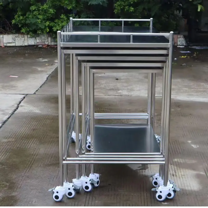 hospital Furniture bedside trolley table, mesa de mayo acero  cart with wheels, stainless steel  Mayo Instrument table Trolley