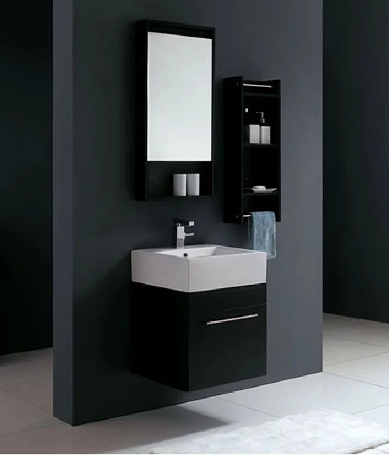 Big promotion modern cheap MDF black PU painting bathroom wall cabinet and shelf