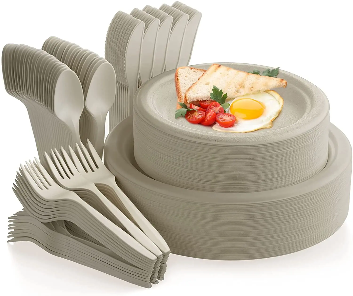 Degradable dinner plates  bowls  cutlery  paper cups  disposable tableware custom wholesale