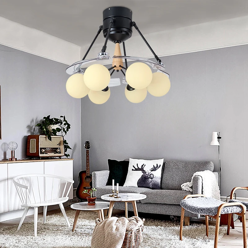 Nordic Luxury 48 Inch 4 ABS Blades LED Light AC Copper Motor Ceiling Fan With Lights