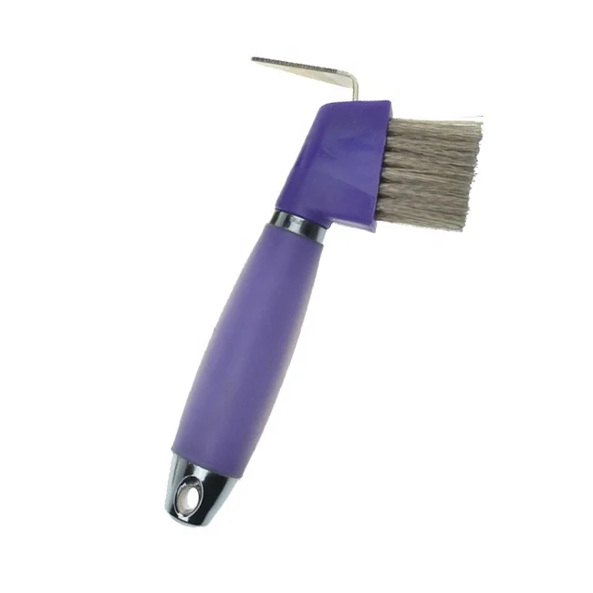 Professional Animal Equine  Grooming Soft Silica Gel Handle Horse Hoof Pick knife with Brush