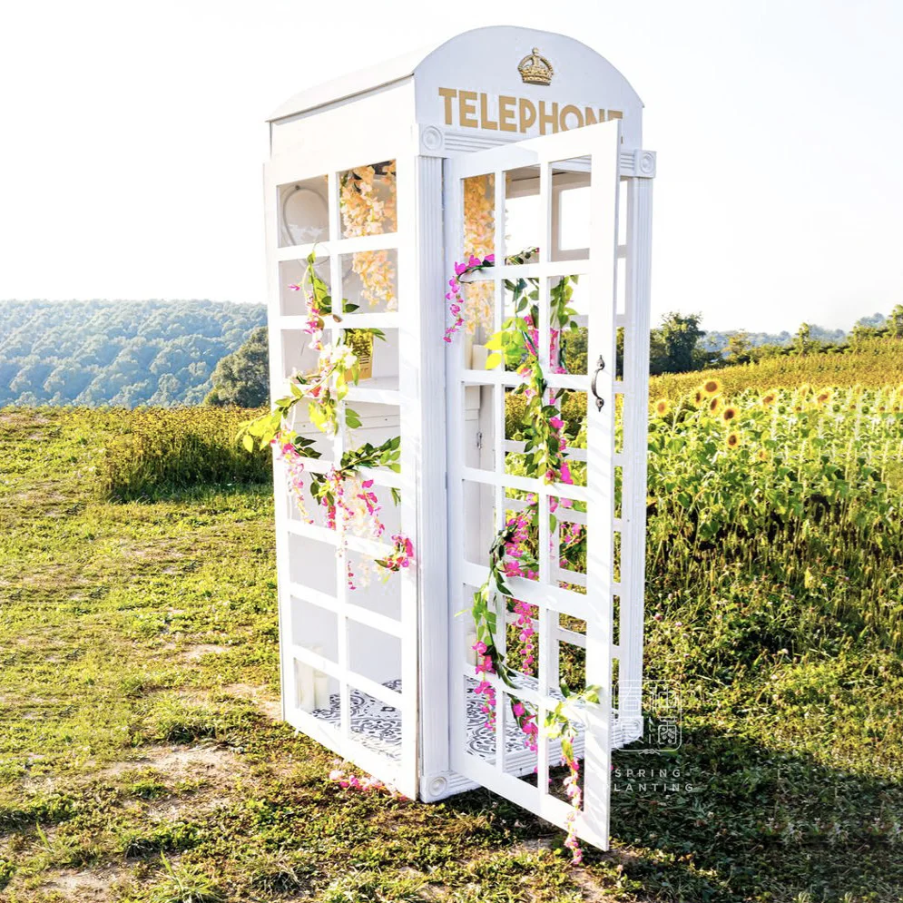 White Phone Booth For Wedding Hotel Shopping Mall Decor  Handmade Iron Crafts  White Telephone Booth