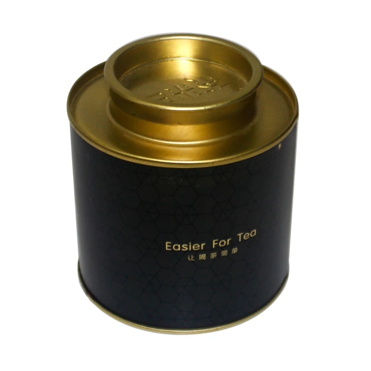 Classic round metal tin box tea caddy luxury tea container tin packaging metal tin box