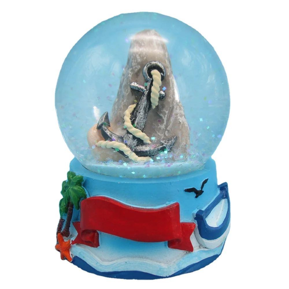 65MM Nautical Style PolyResin Snow Globe with Hippocampus Snow Ball Tourist Souvenir Gift