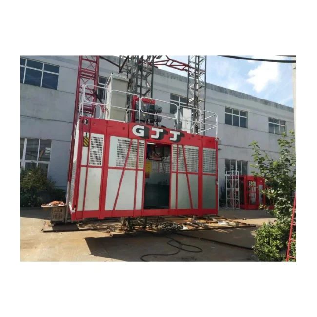GJJ New Condition Twin Cage Electric Construction Elevator Steel Material Passenger Motor Core Engine with Gearbox Gear Hotels
