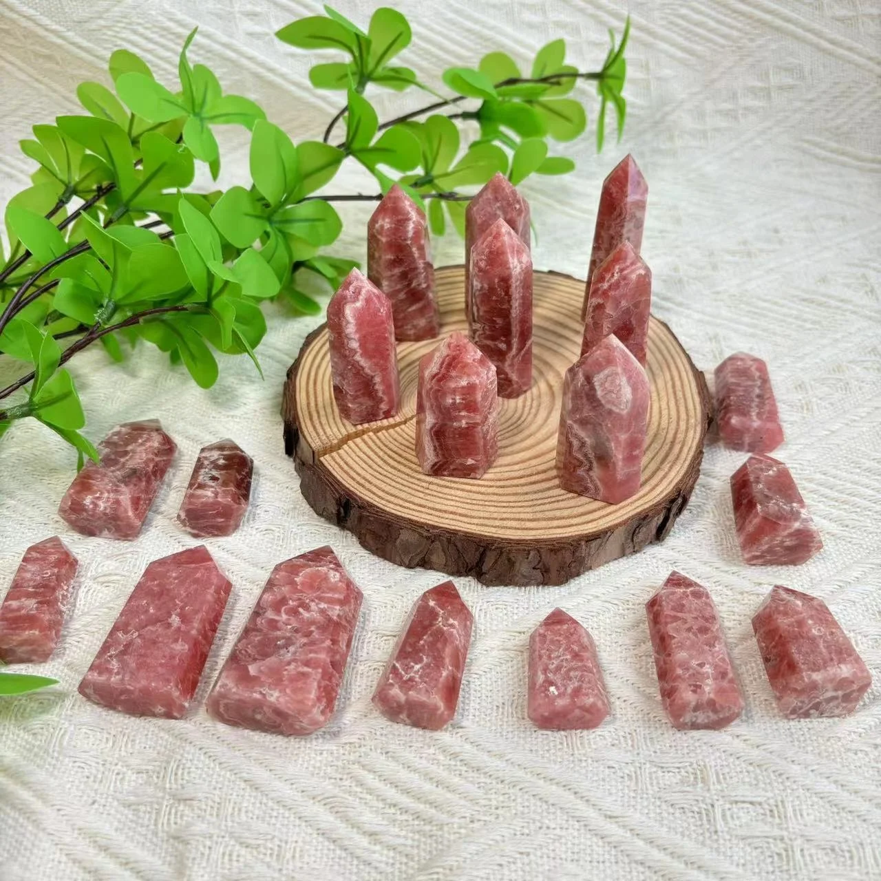 Top Quality Natural Rhodocheosite Stones Wholesale Crystal Tower Point Crafts Mini Rhodochrosite Tower For Decoration