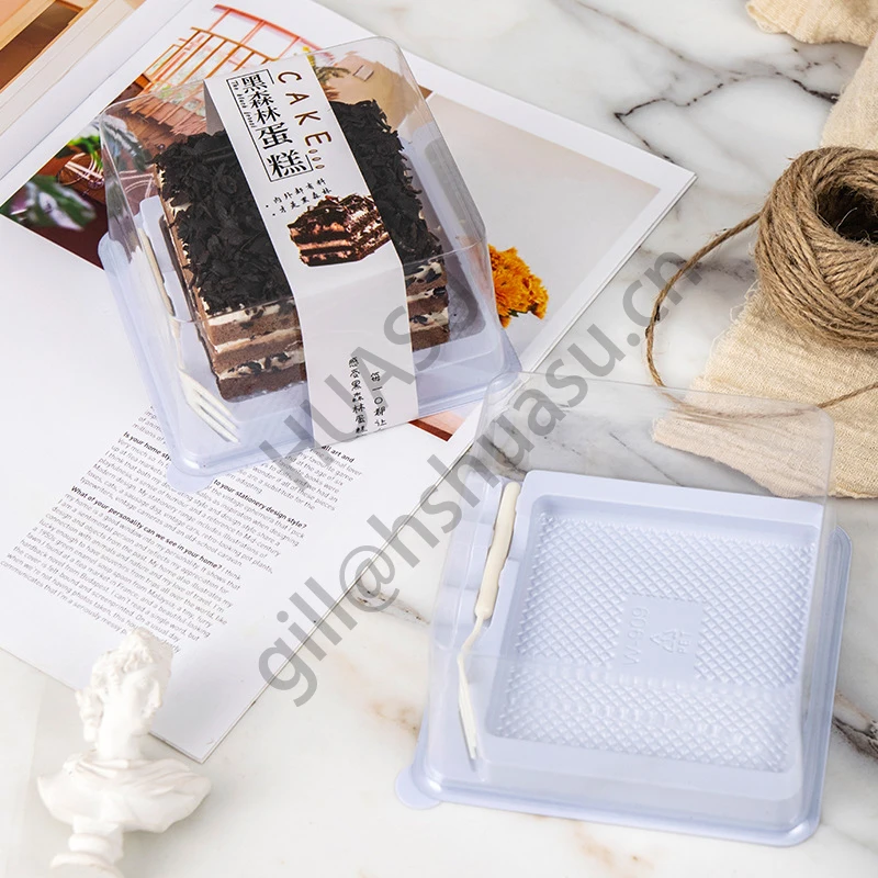 Customizable Cake Slice Box Blister Cake Packaging Box Cheese Cake Box Rectangular Plastic PET Plastic Food Customize