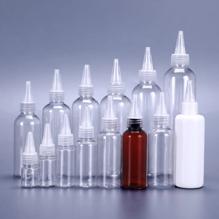 4oz 120ml Pet Plastic squeeze applicator bottle with a twist lid 120 ml Squeeze hair oil Bottles with lid