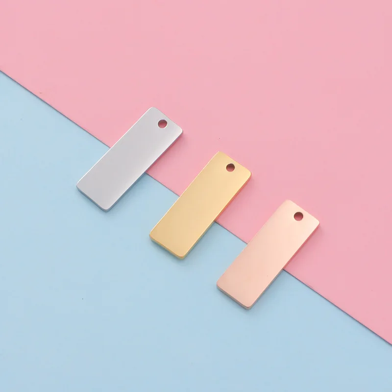 Sland Custom Saying Jewelry Stamping Blanks Pendants Stainless Steel Rectangle Bar  Blanks Charm Laser Engraving Blanks