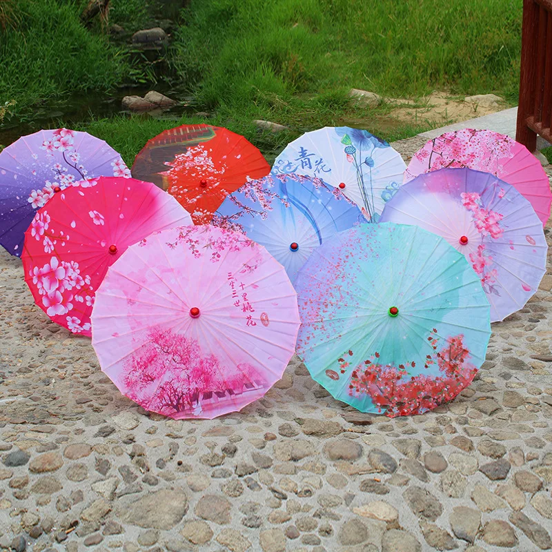 Solid wooden pole dance umbrella decoration ceiling flower cloth umbrella oil paper Hanfu umbrella