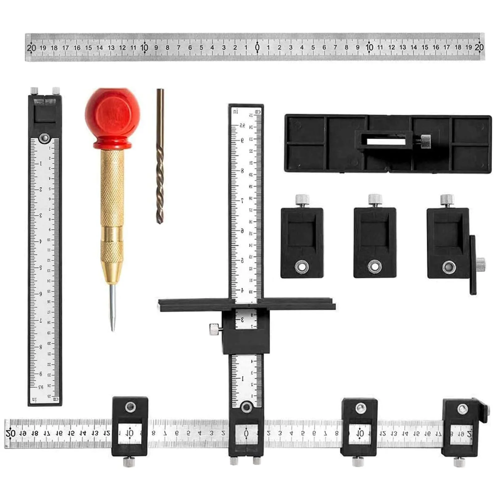 Detachable Hole Punch Locator Jig Tool Drill Guide Sleeve for Drawer Cabinet Hardware Dowel Wood Drilling Hole Punching Ruler