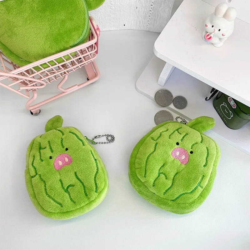 Cute and Creative Bitter gourd Plush Pendant Wallet Doll Bag Hanging Accessories Storage Small Bag Wholesale