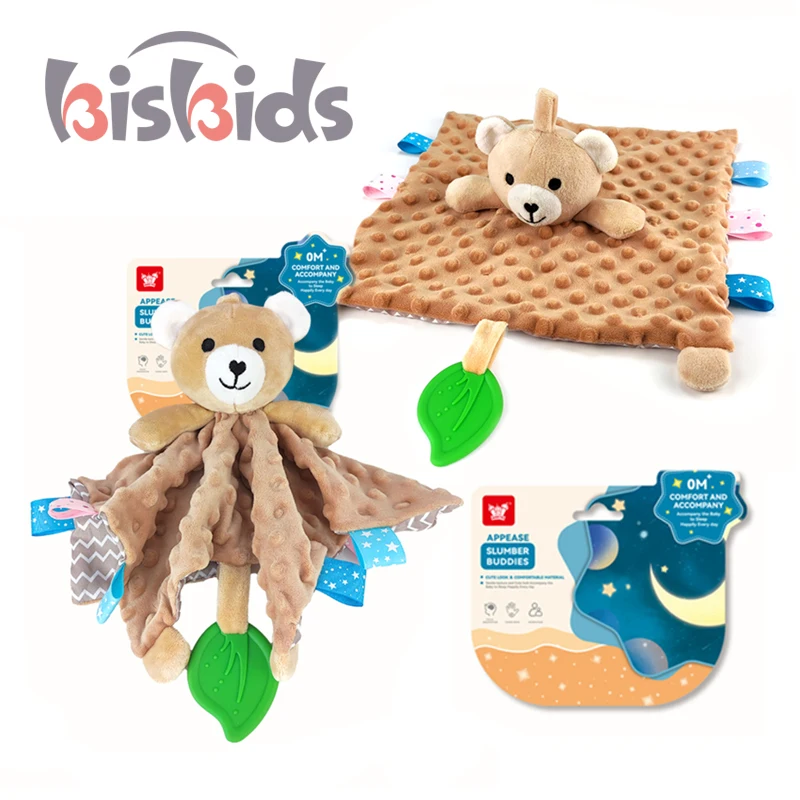 Creative Baby Security Blanket Sleeping Soothing Blanket Cartoon Bear Sleeping  Saliva Towel Cartoon Stuffed Plush Animal Toys