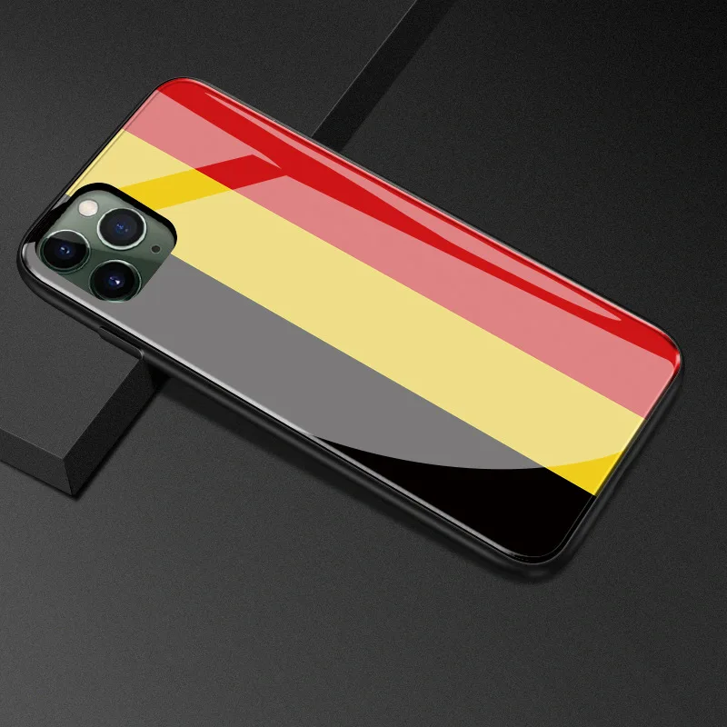 Hot Selling Creative National Flag Design Tempered Glass+TPU Phone Case For iPhone 13 13 Pro Max