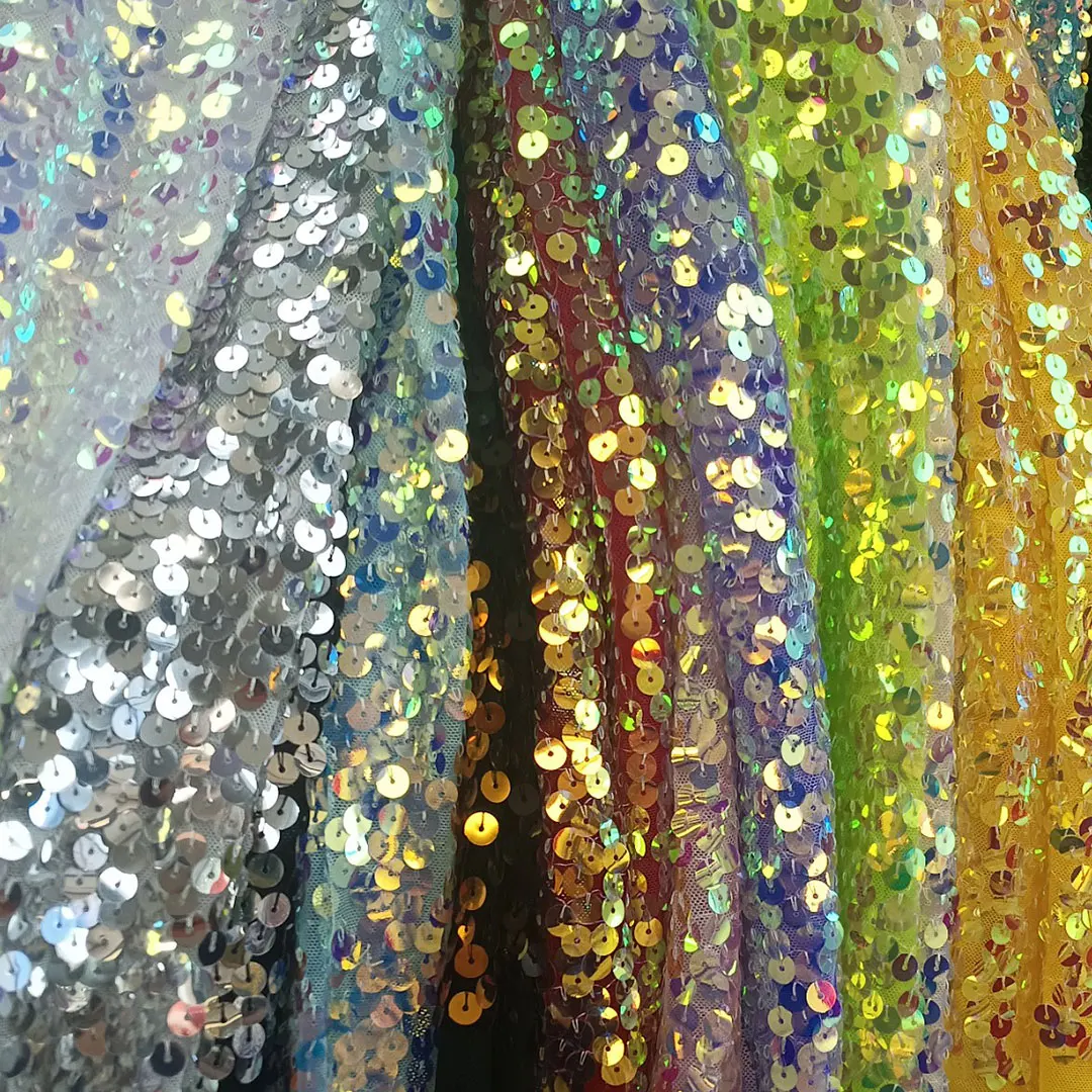 neon shiny sequins fabric for dresses dance and performance costumes