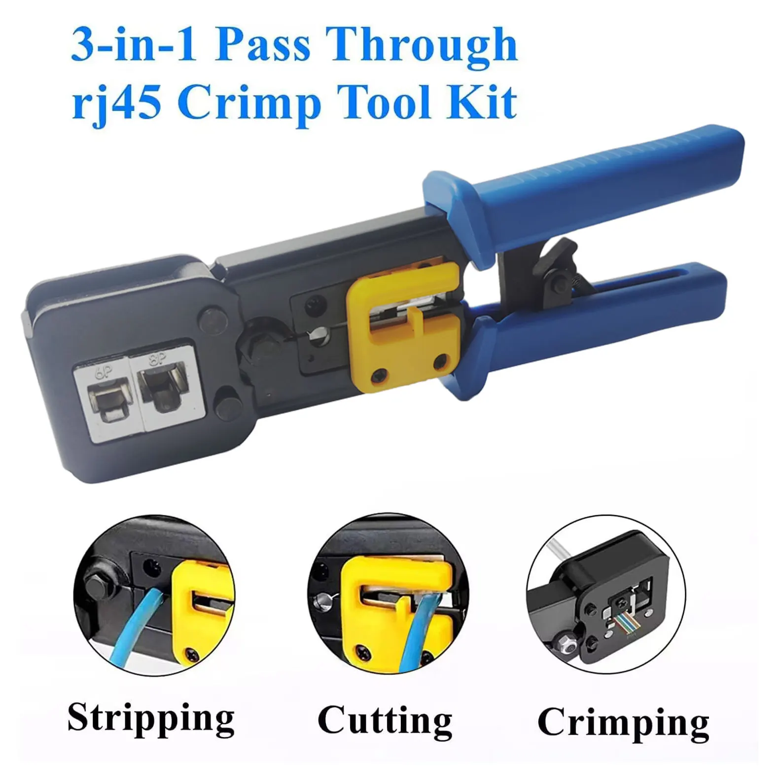 RJ11 RJ12 RJ45 Wire Stripper Network Cable Hand Tool pass through Crimper ez Crimping pliers Tool