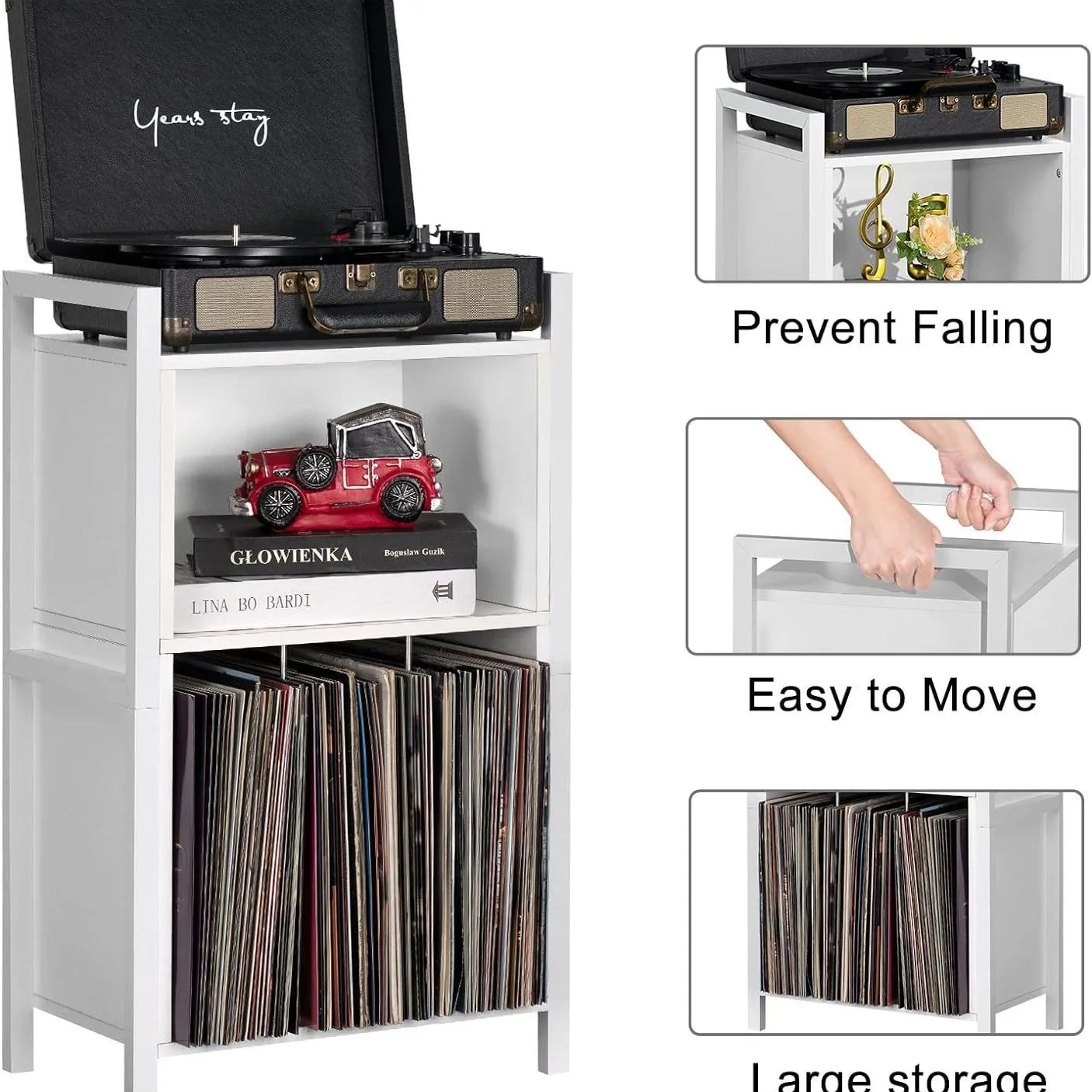 Custom 2 Tier Vintage Ironwood Turntable Wall Mounted Record Player Stand with Storage