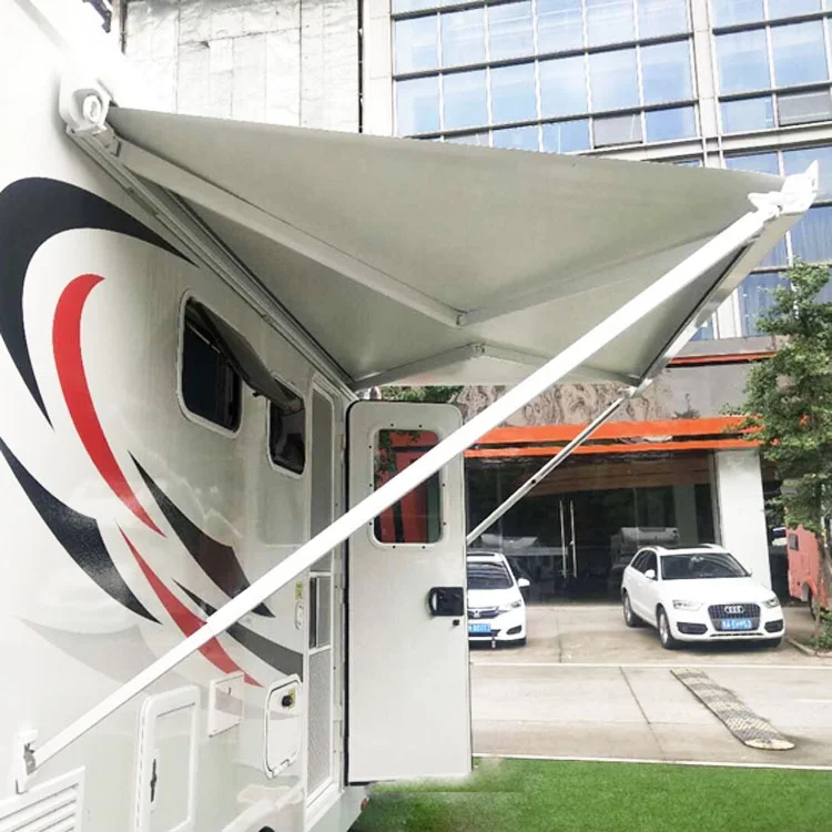 Motorized retractable car side motorhome awning fabric tent retractable