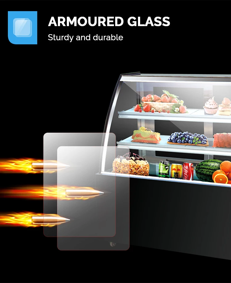 
2000mm Cake Showcase Display Refrigerator Cold Food Bars Counter Cake Chiler Table Top Cake Chiller Display 