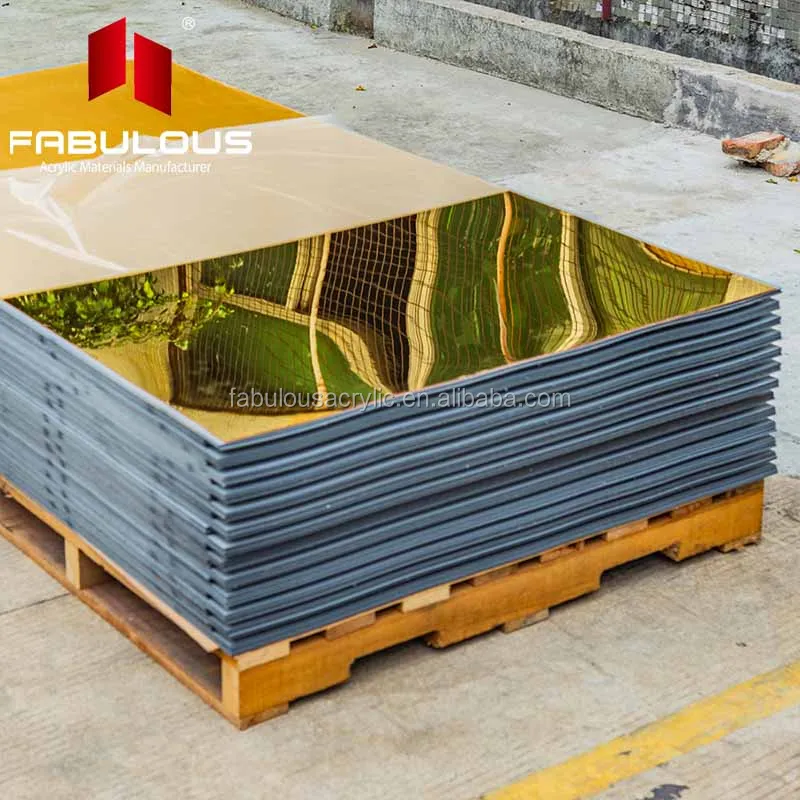 Laser Cut Engraved 4x8ft Mirror Sheet Acrylic 4-8mm Recycled Gold Color Acrylic Mirror Sheets