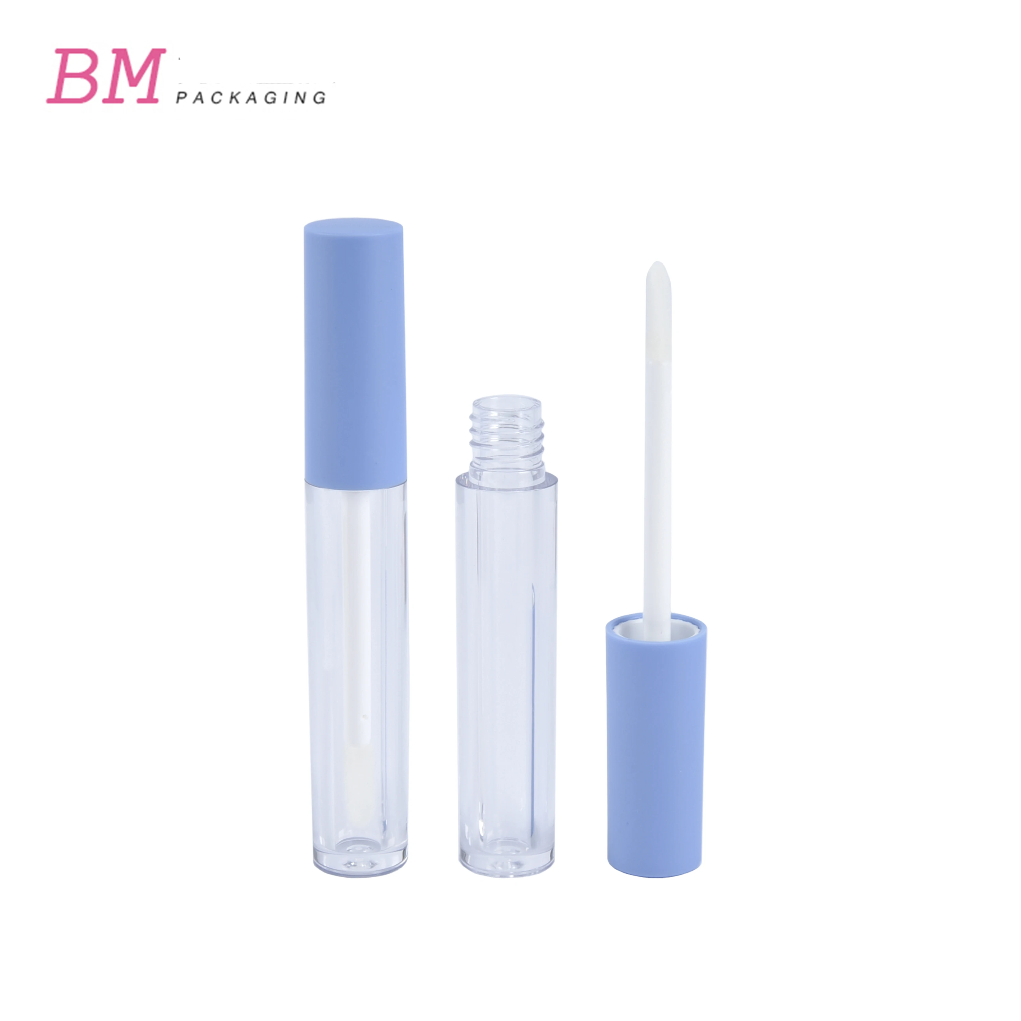 soft touch rubber paint blue color custom logo lash serum tube round bottle 2ml lip gloss packaging